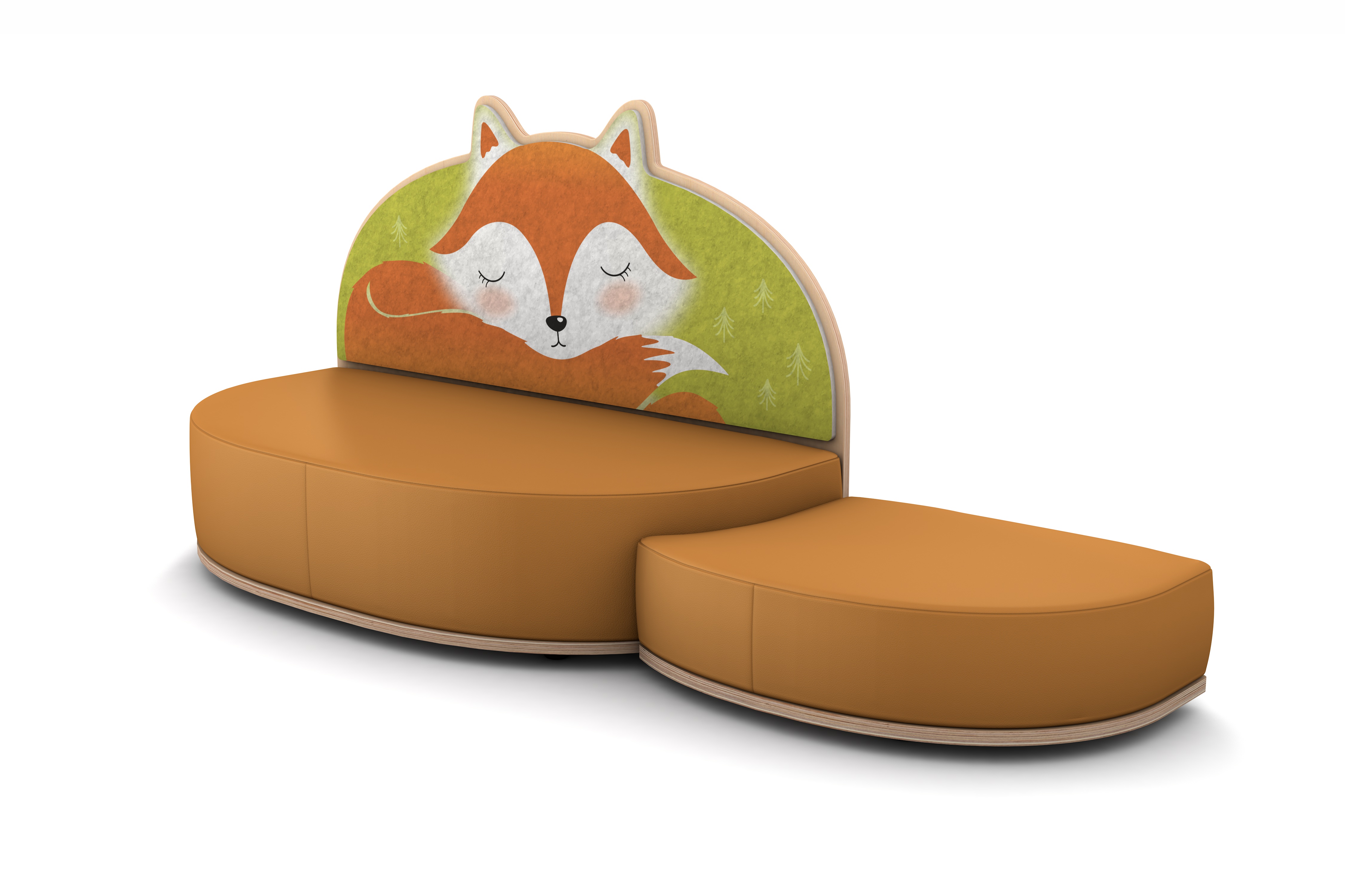 FantasiaAakustikaA Fuchs Sofa mit Anstellhocker rechts